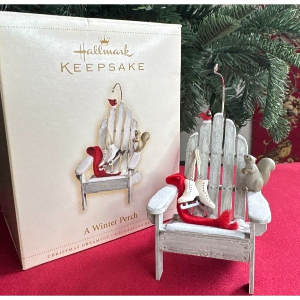 Hallmark Keepsake A Winter Perch 2006 Winter Adirondack Chair Ornament QXG2786